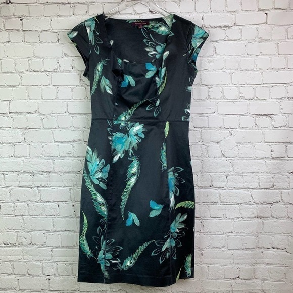 𝅺marchesa Voyage Feather Print Dress 2